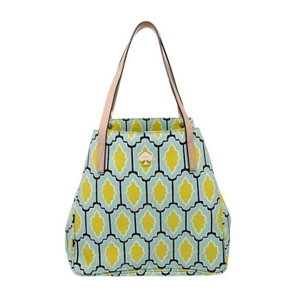 Kate Spade Tote Bag With Geometric Print & Leather Handles - Large Size - Picture 1 of 4